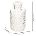 Mini skleněná váza s diamantovým vzorem, malá stolní váza, láhev, průhledná, 9 cm, 6 kusů | Floristik24.cz