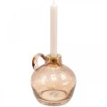 Floristik24 Svícen Skleněná svíčka Světle hnědá dekorativní džbán V15,5cm