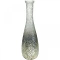 Floristik24 Váza na květiny ze skla, stolní váza dvoubarevné pravé sklo čiré, stříbro V30cm