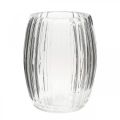 Floristik24 Skleněná váza s drážkami, lucerna z čirého skla V15cm Ø11,5cm