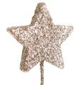 Floristik24 Třpytivá hvězda na drátku 4cm L23cm světle zlatá