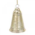 Floristik24 Vánoční zvoneček na zavěšení, adventní, zlatý zvoneček, starožitný vzhled, Ø10,5cm H17cm