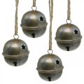Floristik24 Vánoční zvonky, zvonky s hvězdičkami, adventní dekorace kovový starožitný vzhled V5,5cm Ø5cm 4ks