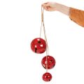 Červené kovové zvonky, sada 3 kusů, dekorativní, 14/12/8 cm | Floristik24.cz