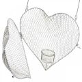 Závěsná dekorace drátěné srdce, svícen na čajovou svíčku k zavěšení 29×27,5cm