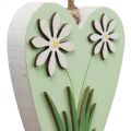 Floristik24 Dekorativní srdíčka k zavěšení s květinami dřevo zelená, bílá 8,5×12cm 4ks