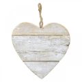 Floristik24 Srdce ze dřeva, ozdobné srdce na zavěšení, srdce deco bílé 20cm
