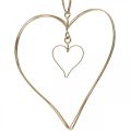 Floristik24 Ozdobné srdce na zavěšení, dekorace na zavěšení kovové srdce zlaté 10,5 cm 6 kusů