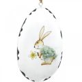 Floristik24 Vajíčka se zajíčkem, kraslice na zavěšení, kovová dekorace bílá V10,5cm 4ks