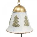 Floristik24 Vánoční zvonky Vintage vánoční dekorace Zlatá bílá 2ks
