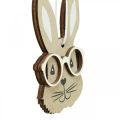 Floristik24 Dřevěný přívěsek králík s brýlemi mrkvově hnědá béžová 4×7,5cm 9ks