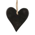 Floristik24 Závěsná dekorace břidlicové srdce ozdobná srdce černá 10,5cm 4ks