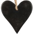 Floristik24 Závěsná dekorace břidlicové srdce ozdobná srdce černá 10,5cm 4ks