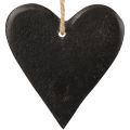Floristik24 Závěsná dekorace břidlicové srdce ozdobná srdce černá 7cm 6ks