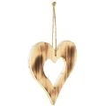 Floristik24 Dřevěná srdíčka dekorativní věšák srdce v srdci flambované 15x15cm 4ks