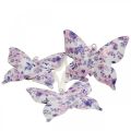 Dekorační motýlci kovová závěsná dekorace fialová 12×10cm 3ks