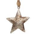 Závěsná dekorace dekorace hvězda Vánoční kovová stříbrná 11cm 3ks
