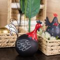 Floristik24 Kohout Velikonoční dekorace kovová dekorace kuře černá červená V13,5cm