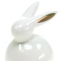 Floristik24 Velikonoční figurka zajíčka bílo-zlatá 8,5cm 4ks