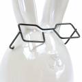 Floristik24 Velikonoční zajíček s brýlemi Bílá perleťová keramika V20cm