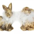 Floristik24 Zlatý králík sedící terakota zlaté barvy s peřím V10cm 4ks