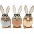 Floristik24 Dřevěný králík ve vajíčku, jarní dekorace, králíci se skleničkami, velikonoční zajíčci 3ks