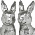 Floristik24 Deco králík sedící velikonoční dekorace stříbrná vintage V13cm 2ks