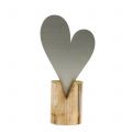 Floristik24 Stříbrné srdce na dřevěném podstavci 22cm x 11cm