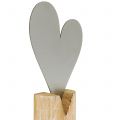 Floristik24 Stříbrné srdce na dřevěném podstavci 22cm x 11cm