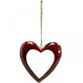 Floristik24 Srdce ze dřeva, deko srdce na zavěšení, srdce deko červené V15cm