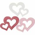 Floristik24 Dřevěná srdce, dárky na stolní dekorace, Valentýn, svatební dekorace, dvojité srdce 72ks