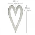 Floristik24 Ozdobné srdce na zavěšení stříbrné hliníkové svatební dekorace 22 × 12cm