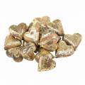 Floristik24 Srdce ze dřeva přírodní, zlaté, stříbrné Mangové dřevo 3,5–4,2 cm × 3,6–4,5 cm 18ks
