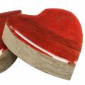 Floristik24 Srdíčka z mangového dřeva glazovaná přírodní, červená 4,3 cm × 4,6 cm 16ks