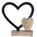 Floristik24 Srdce kovové srdce dřevo mango dřevěný základ přírodní 18x5x19cm