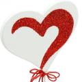 Floristik24 Srdce na špejli červená, bílá ozdobná srdíčko ozdobná zátka Valentýnská 16 kusů