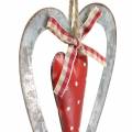 Floristik24 Ozdobné srdce na zavěšení kovové červené, stříbrné Ø8,8 H15cm 3ks