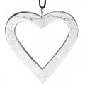 Floristik24 Srdce na zavěšení, kovová dekorace, vánoce, svatební dekorace stříbro 11 × 11cm