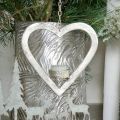 Floristik24 Srdce na zavěšení, svícen na adventní čajovou svíčku, svatební dekorace kovová stříbrná V24cm