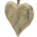 Floristik24 Svatební dekorace, přívěsek srdce, Valentýn, dřevěná dekorace se vzorem příroda, praná bílá 14×15,5cm 3ks
