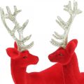 Floristik24 Deko dekorace figurka jelena deko sob červený V20cm 2ks