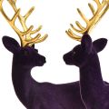 Floristik24 Deer Deco Sobí fialové zlaté tele se stádem 20 cm Sada 2 kusů