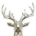 Floristik24 Hlava jelena na nástěnnou dekoraci zlatá, stříbrná 22cm x 32cm