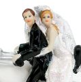 Floristik24 Svatební postava nevěsty a ženicha na motorce 9 cm