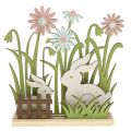 Floristik24 Dřevěný výstavní králíci s květinami 16,5cm