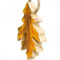 Floristik24 Dekorační listy dřevo na zavěšení barevná podzimní dekorace 6,5×4cm 12ks