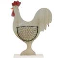 Floristik24 Dřevěný kohoutek s košíkem, velikonoční dekorace, dřevěná figurka na sázení, jarní dekorace, ozdobné kuřátko