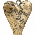 Floristik24 Dřevěné srdce zlatý efekt, Valentýn, svatební dekorace 10 × 7cm