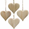 Floristik24 Dekorativní srdce Valentýnské dřevěné srdce k zavěšení přírodní dřevěná dekorace 4ks