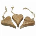 Floristik24 Dřevěný přívěsek srdce srdíčko dřevěná dekorace na zavěšení 10cm 3ks